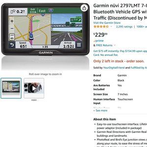 Garmin nüvi 2797LM 7-Inch Portable Bluetooth Vehicle GPS, Missing Parts